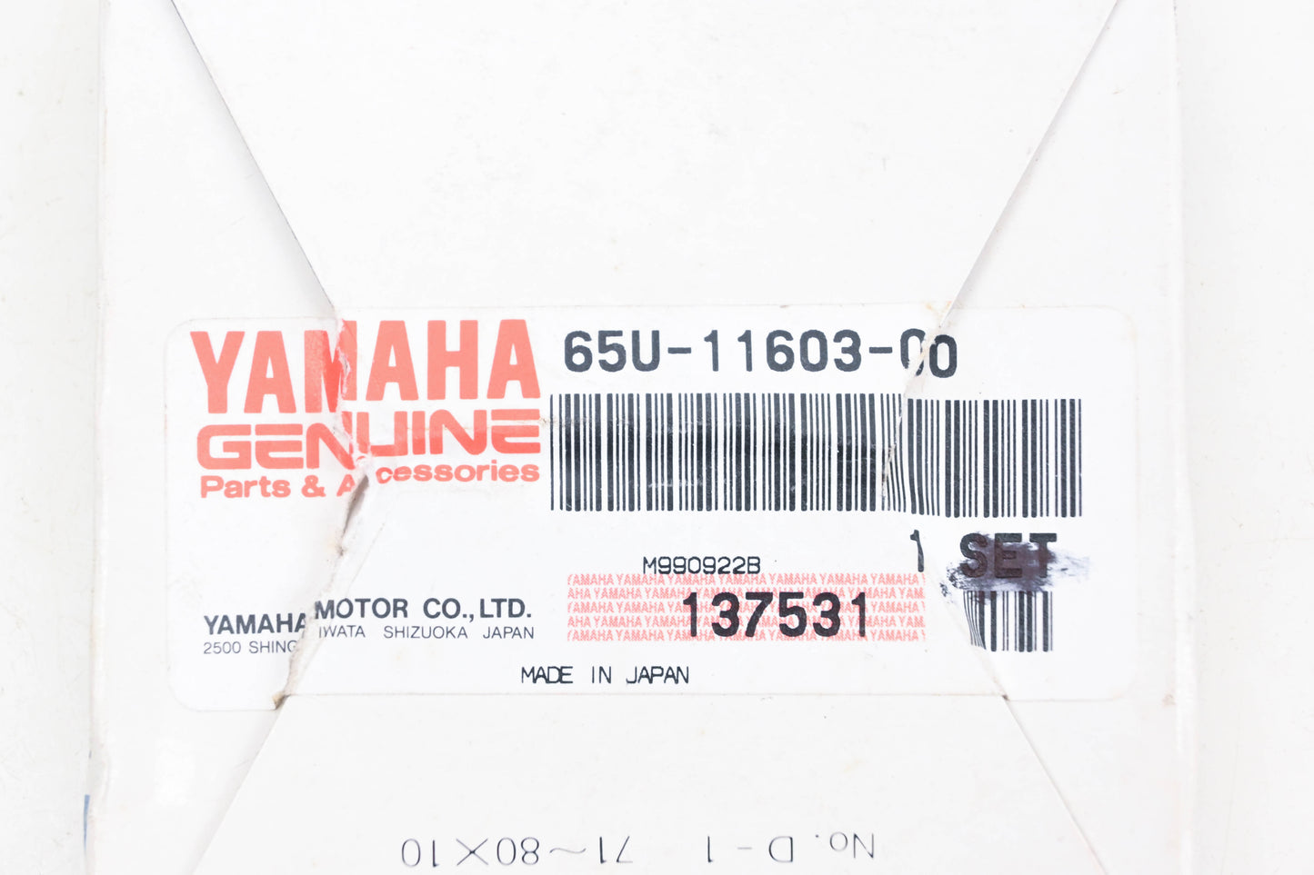 New OEM Yamaha 65U-11603-00-00 Piston Ring STD Kit NOS