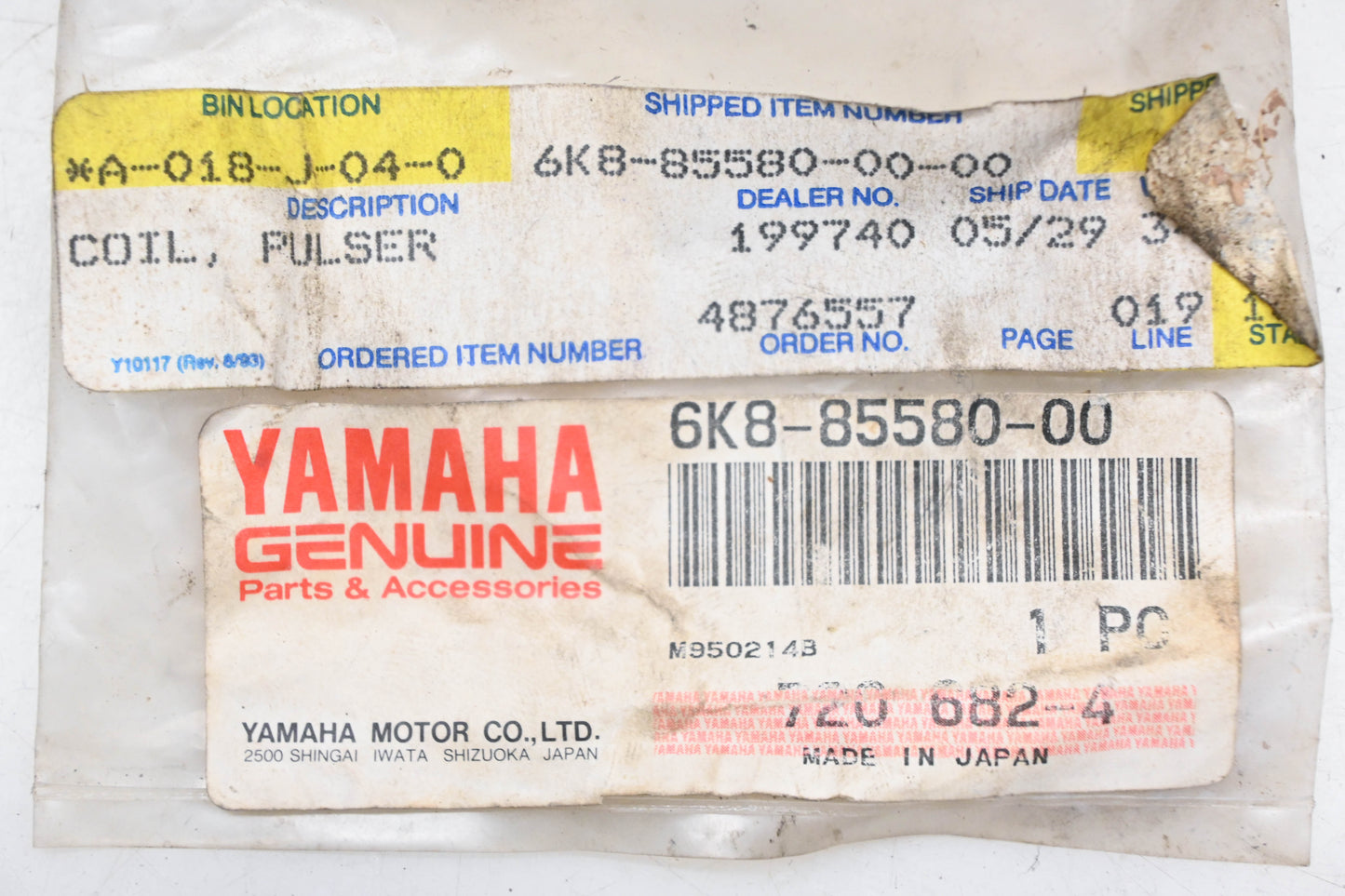 New OEM Yamaha 6K8-85580-00-00 Pulser Coil Assembly NOS