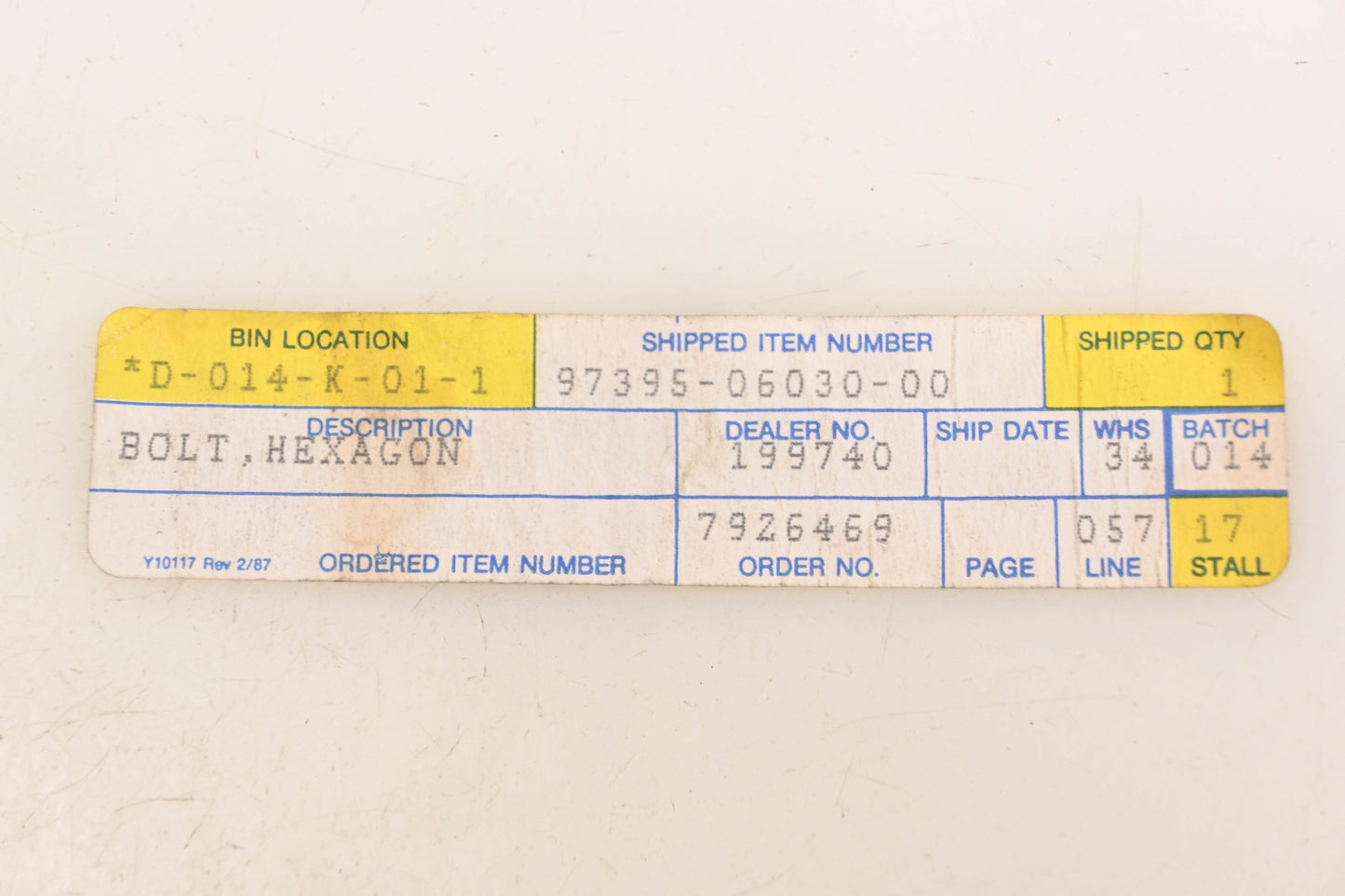 New OEM Yamaha 97395-06030-00 Hex Bolt NOS