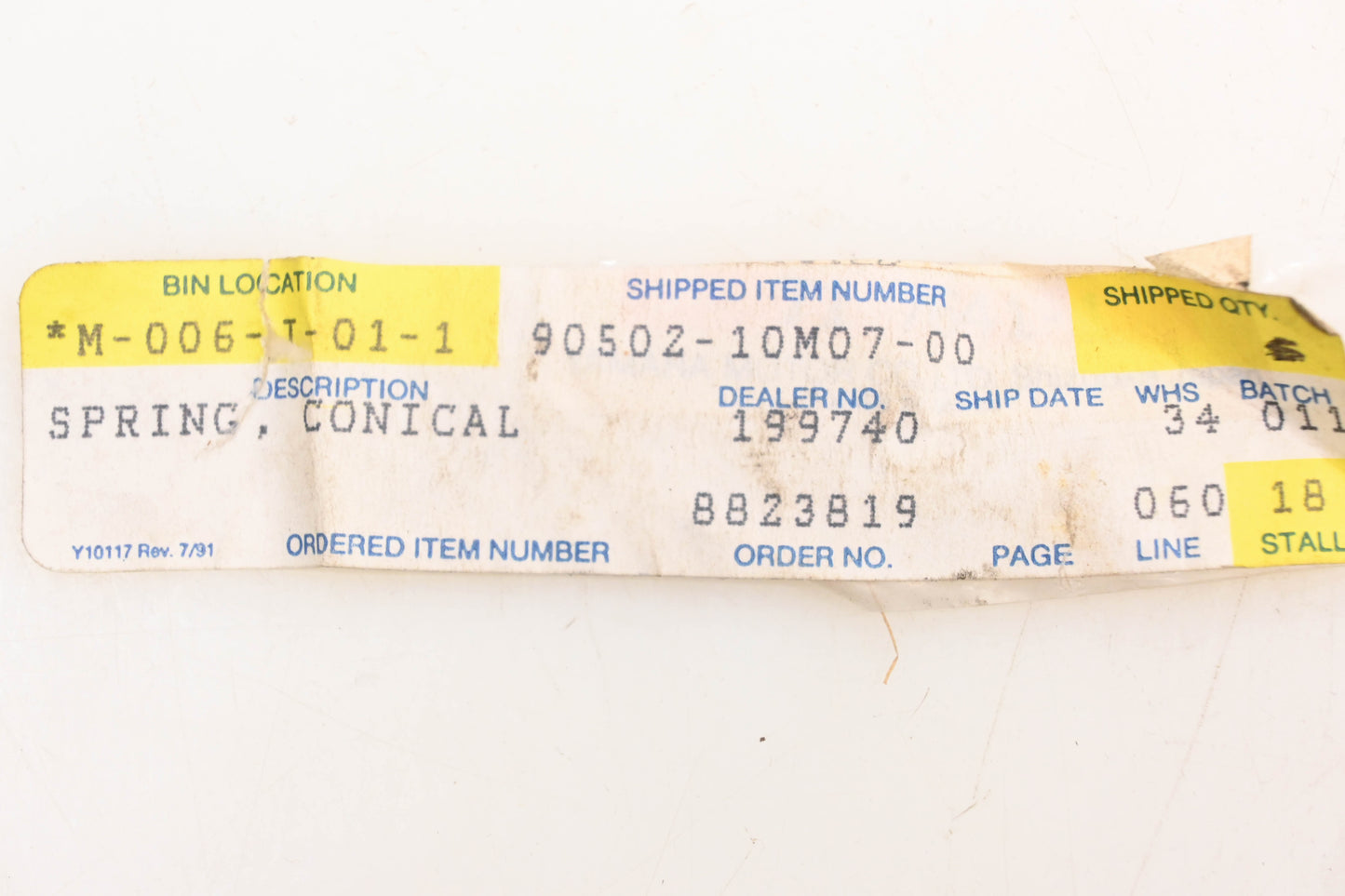 New OEM Yamaha 90502-10M07-00 Conical Spring NOS