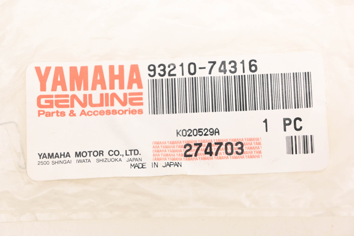 New OEM Yamaha 93210-74316-00 O-Ring NOS