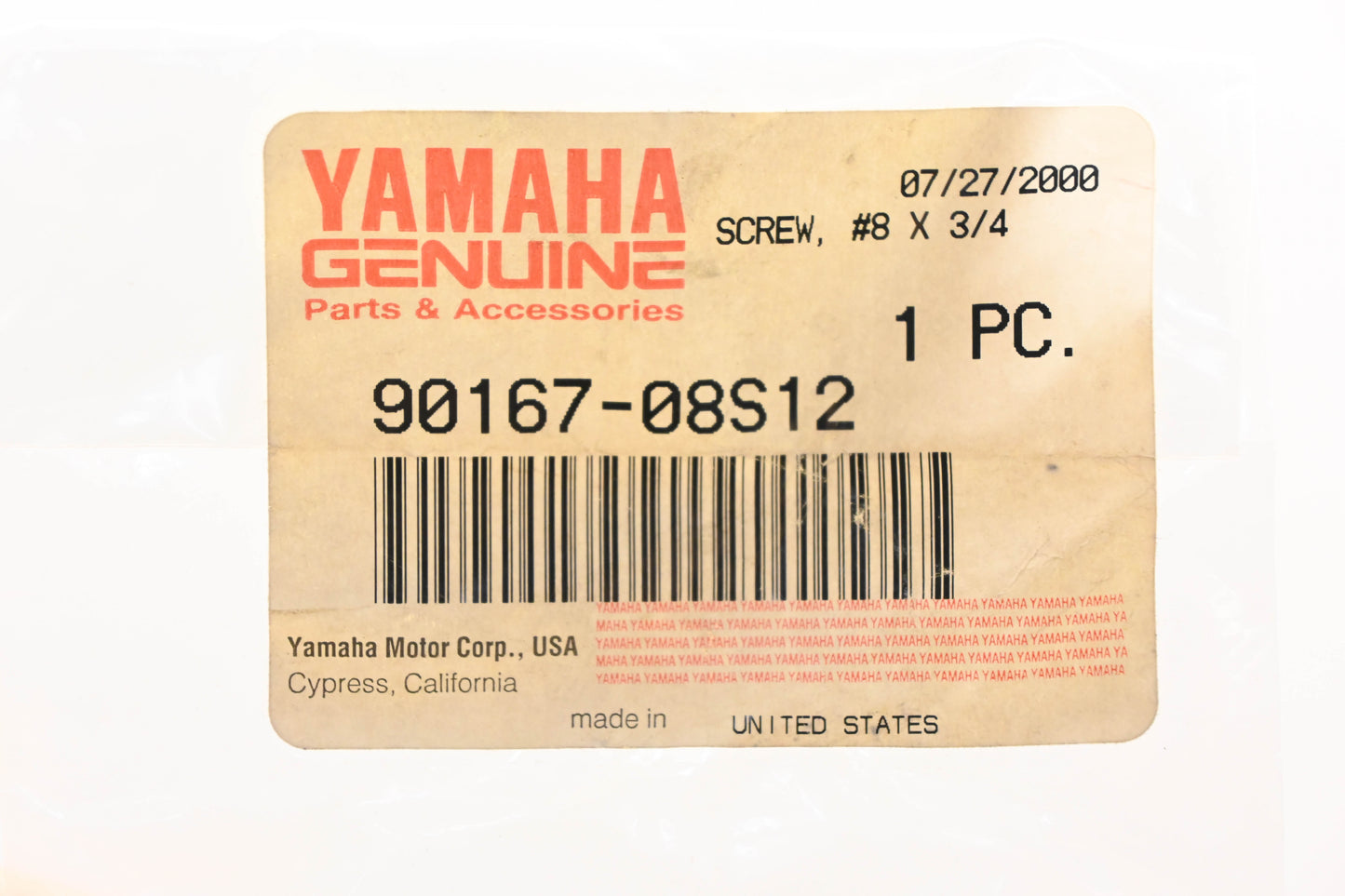 New OEM Yamaha 90167-08S12-00 Screw NOS