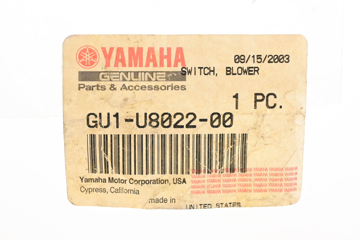 New OEM Yamaha GU1-U8022-00-00 Blower Switch NOS