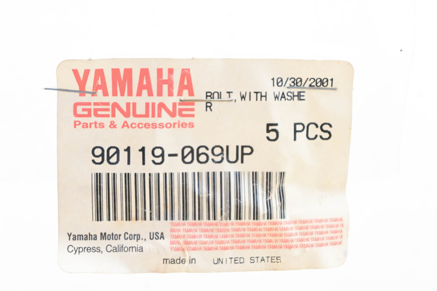New OEM Yamaha 90119-069UP-00 Bolts With Washers Qty 5 NOS