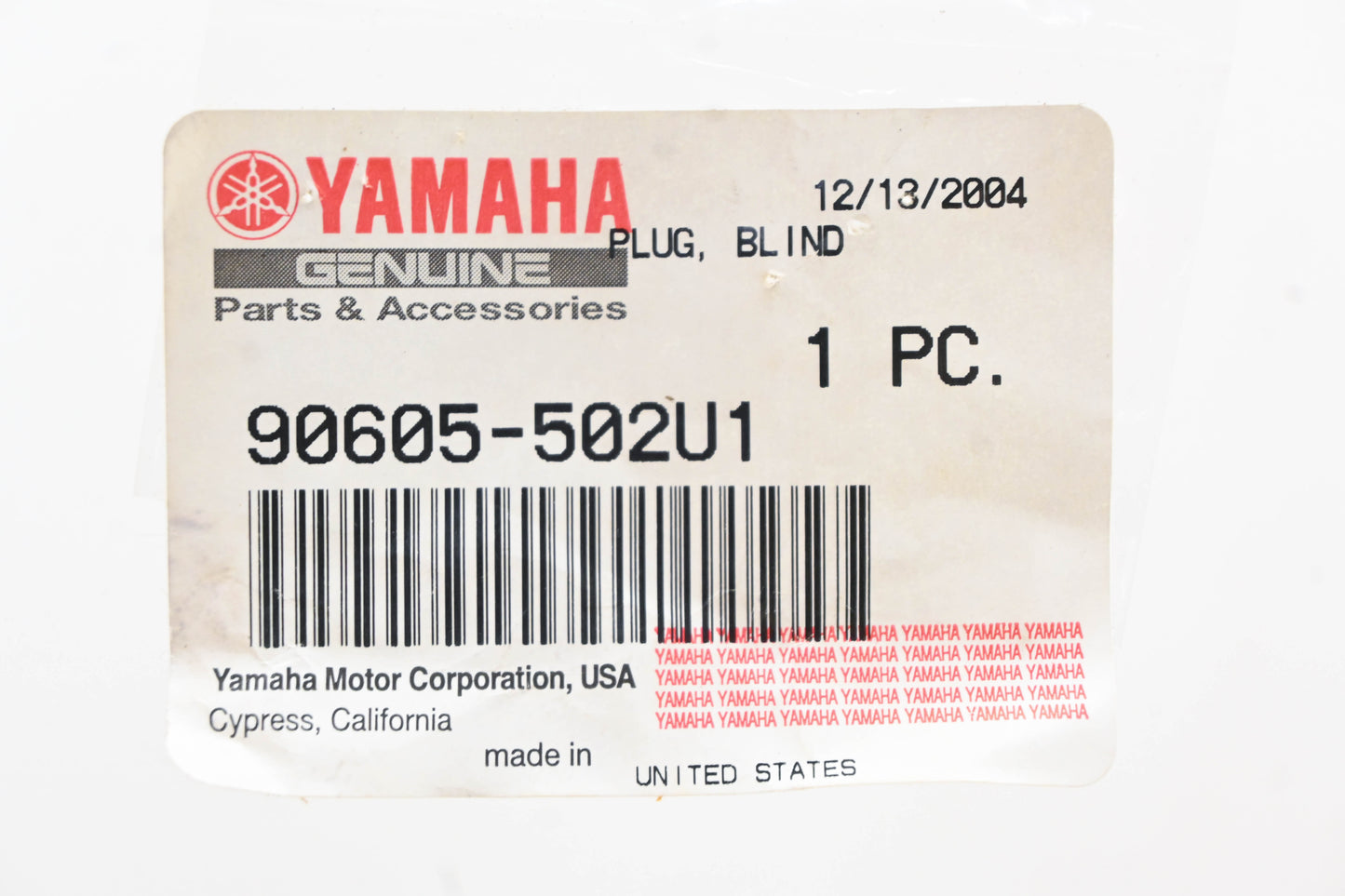 New OEM Yamaha 90605-502U1-00 Blind Plug NOS