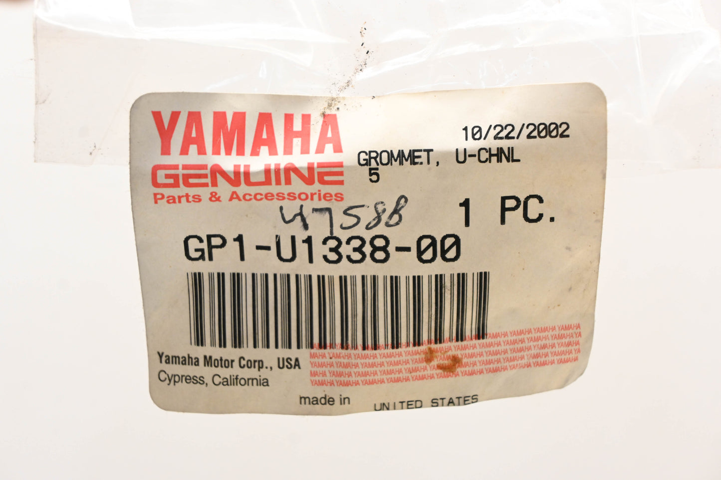 New OEM Yamaha GP1-U1338-00-00 U Channel Grommet NOS