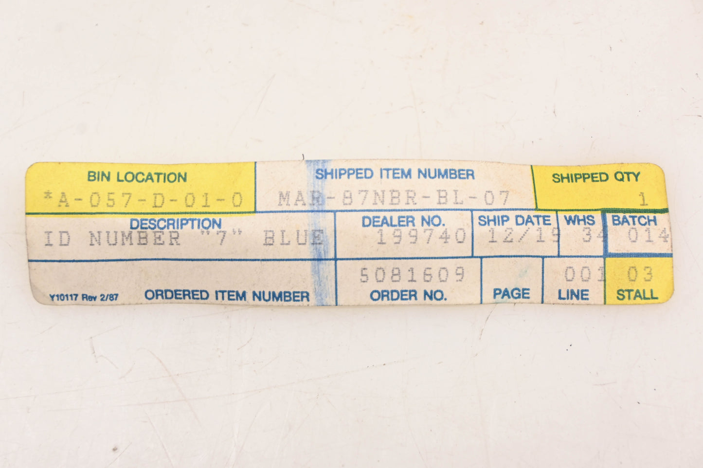 New OEM Yamaha MAR-87NBR-BL-07 Blue #7 Decal NOS