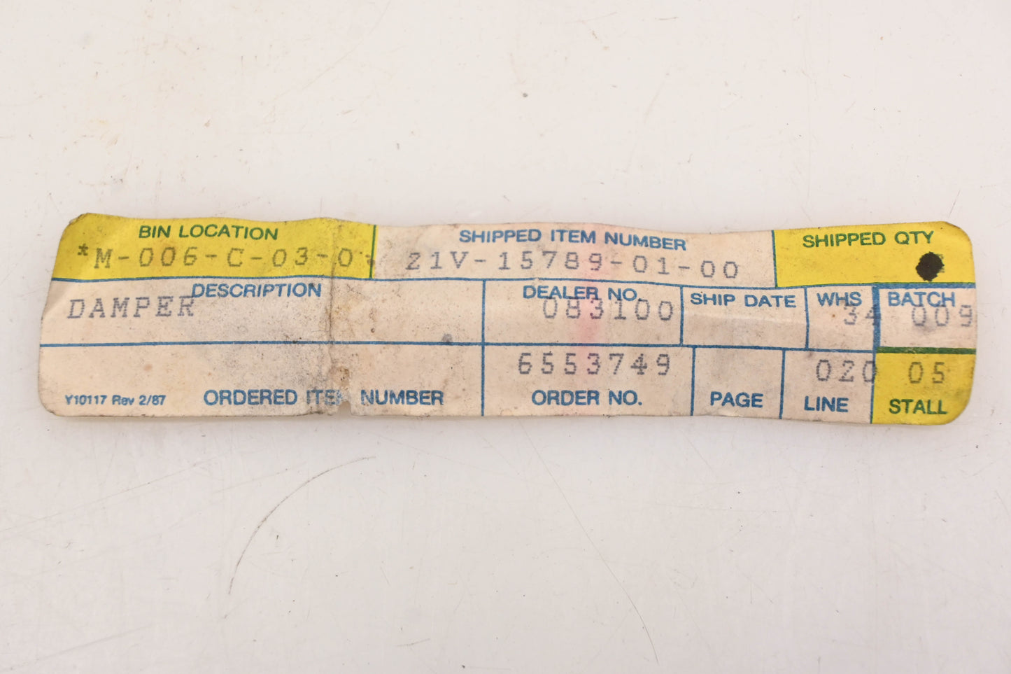 New OEM Yamaha 21V-15789-01-00 Starter Spring Damper NOS