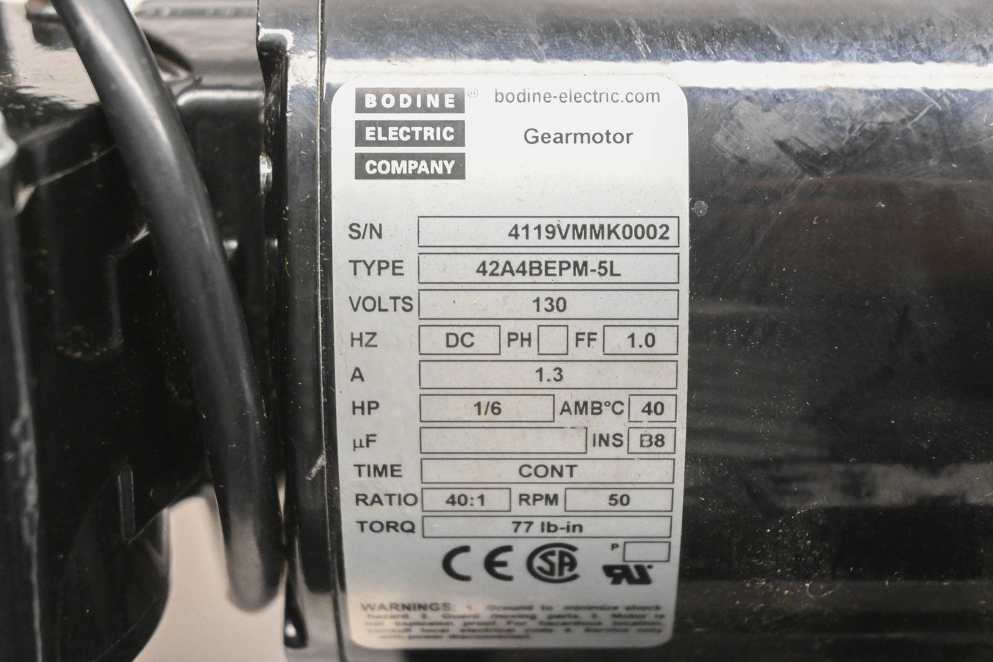 Bodine 4119VM, 42A4BEPM-5L Right Angle DC Gear Motor NOS