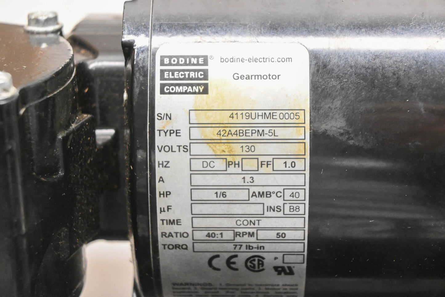 Bodine 4119UH, 42A4BEPM-5L Right Angle DC Gear Motor