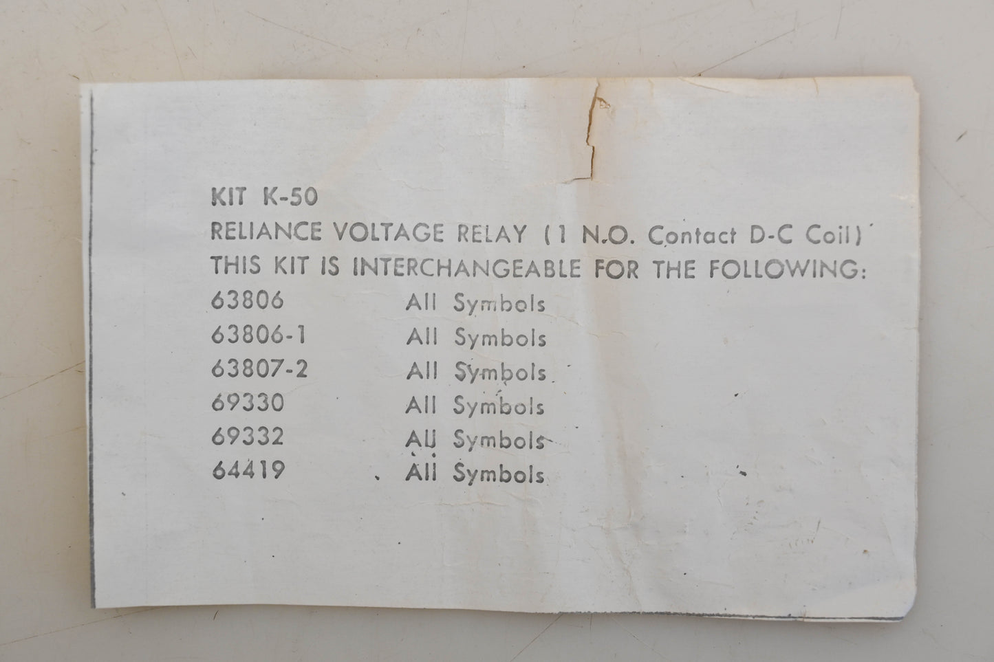 Reliance K-50 Contact Kit NOS