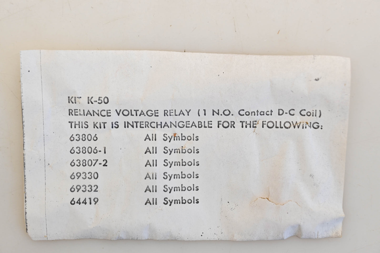 Reliance K-50 Contact Kit NOS