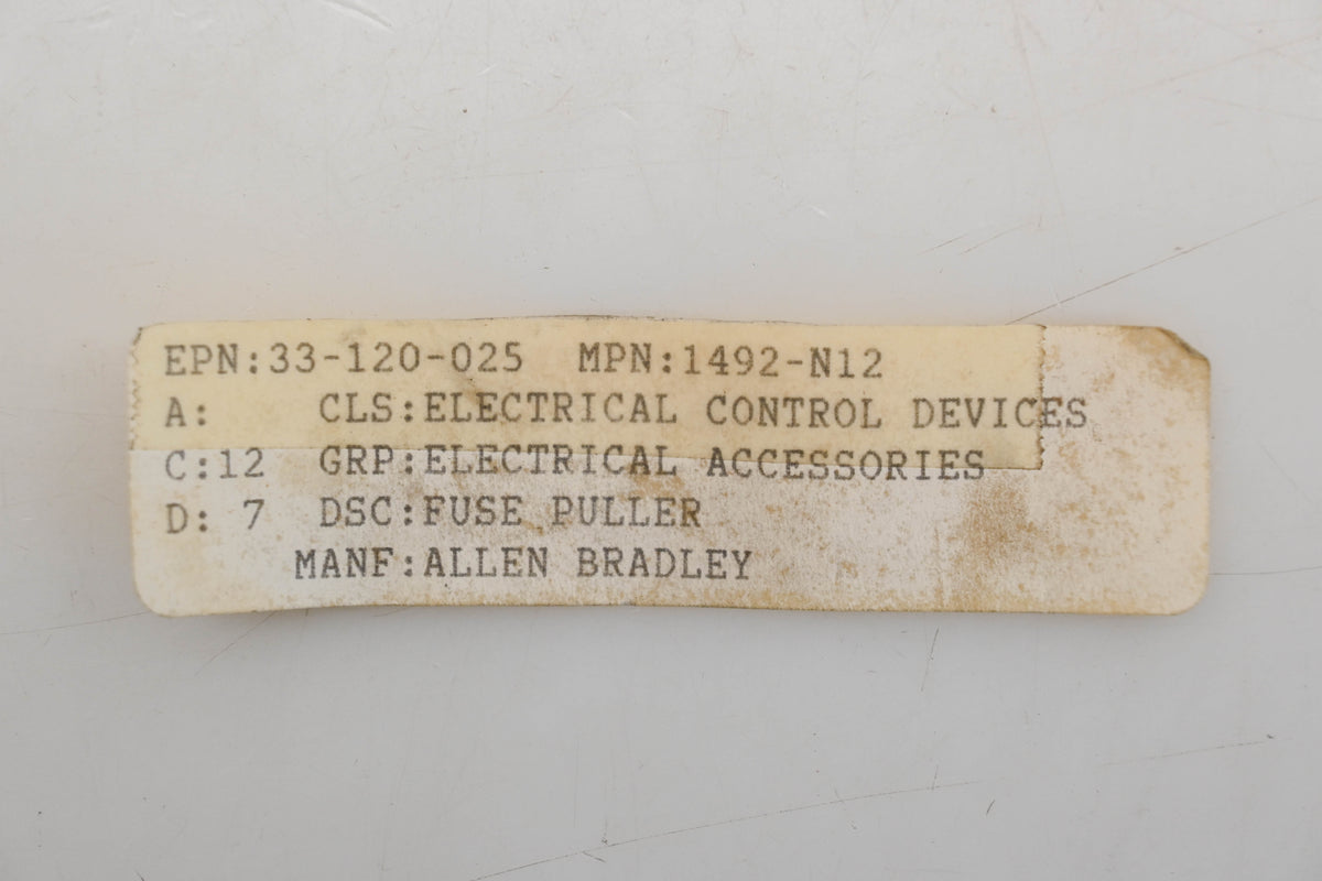Allen Bradley 1492-N12, 33-120-025 Fuse Pullers Qty 23 NOS