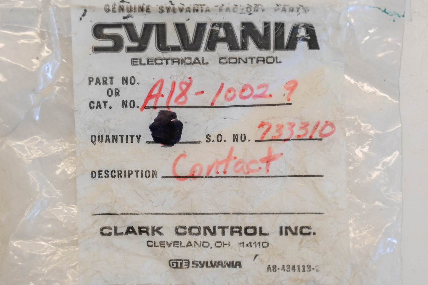 Sylvania A18-10029 Contacts Qty 4 NOS