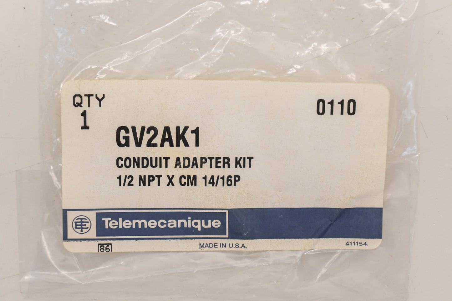 Telemecanique GV2AK1 1/2 NPT x CM 14/16P Conduit Adapter Kit NOS