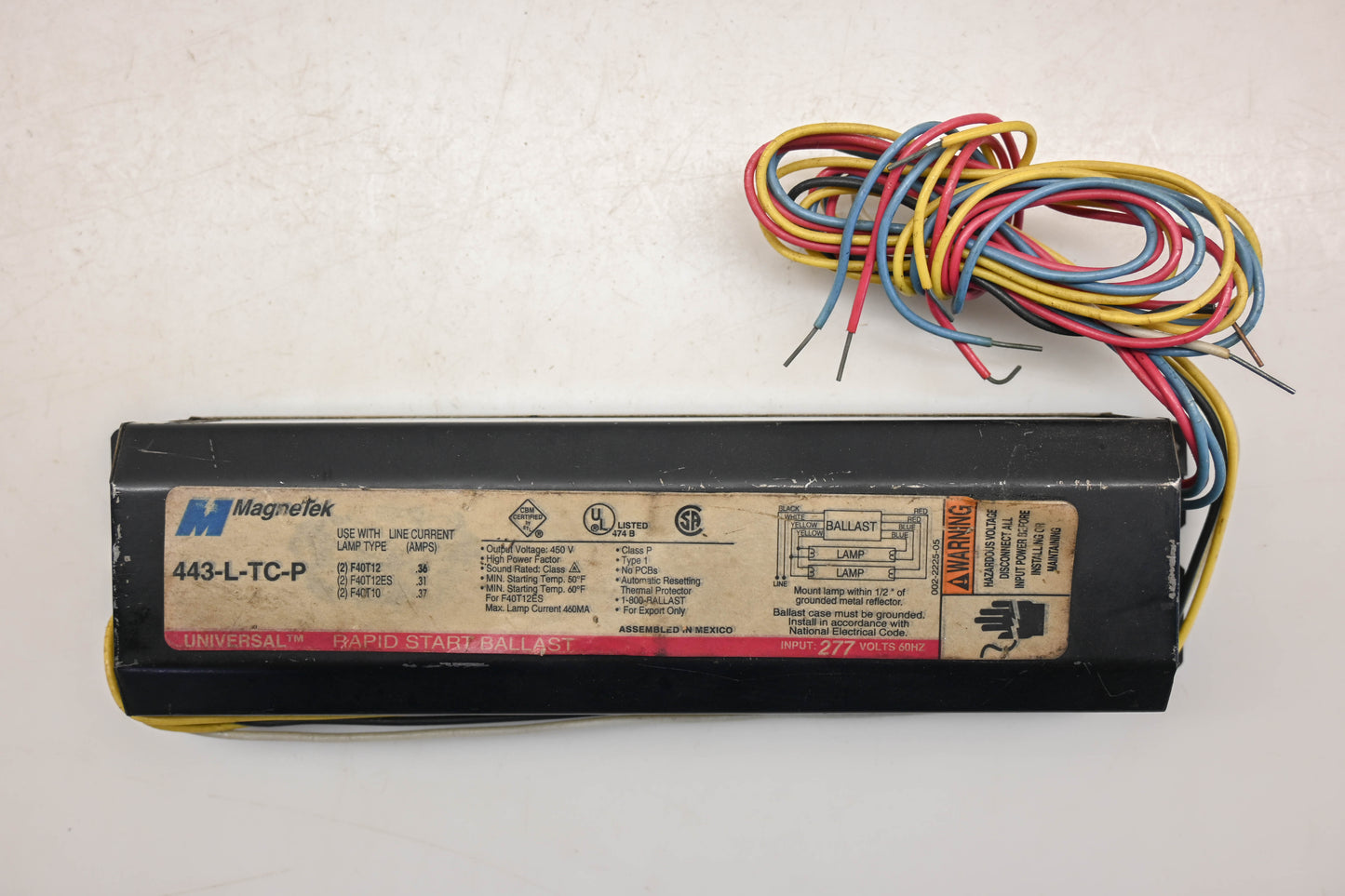 MagneTek 443-L-TC-P 277V-60Hz Universal Rapid Start Ballast NOS