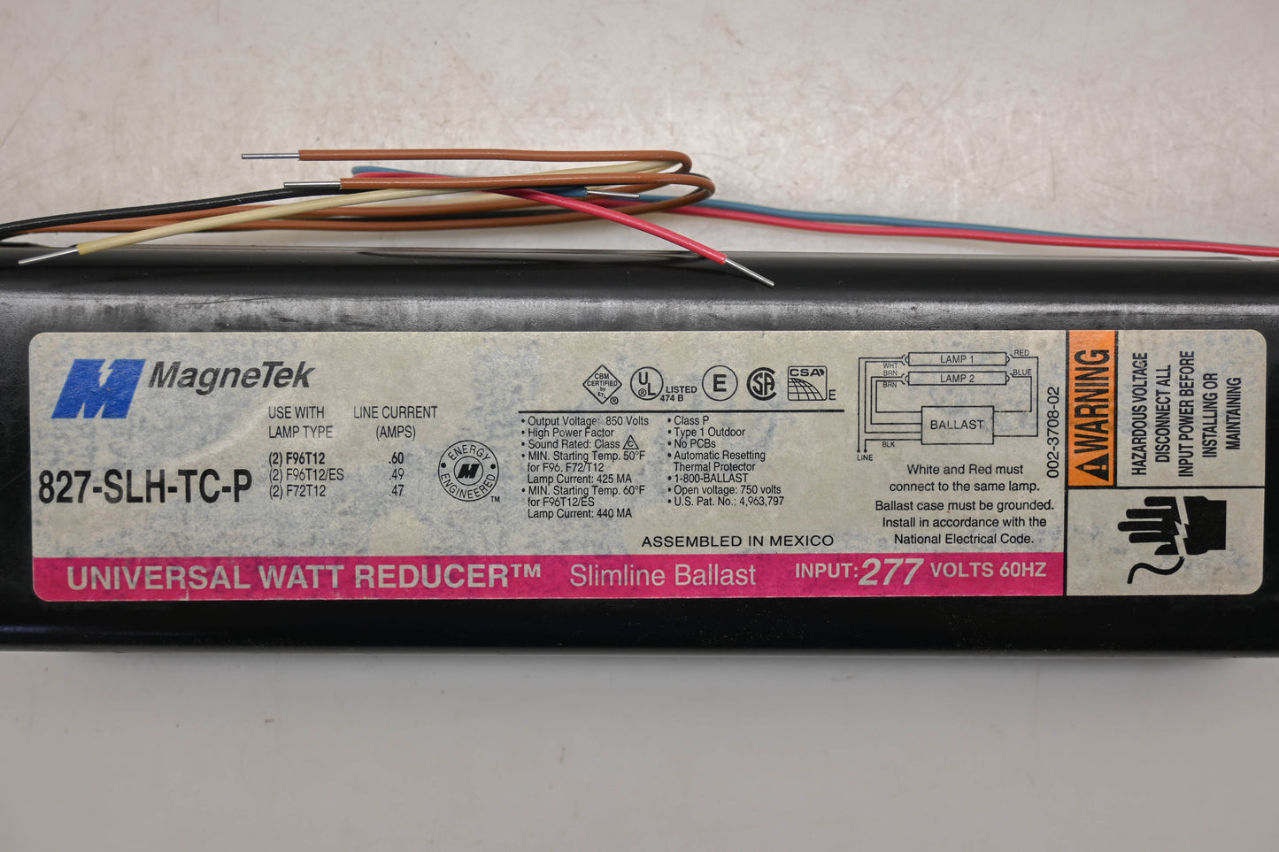MagneTek 827-SLH-TC-P 277V-60Hz Universal Ballast NOS