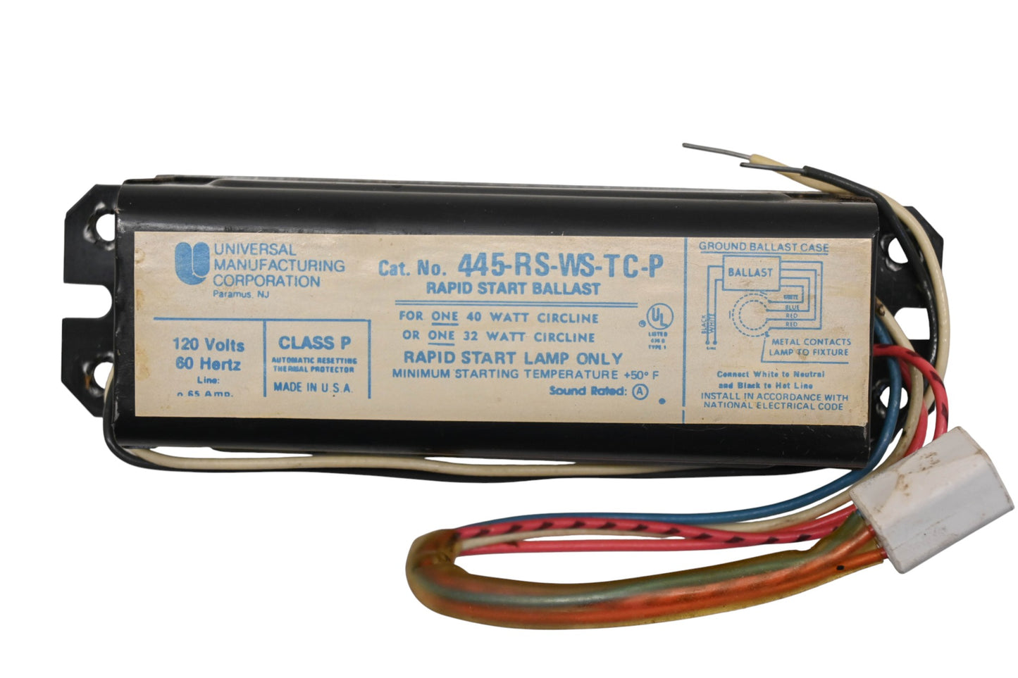 UMC 445-RS-WS-TC-P 120V-60Hz Rapid Start Ballast NOS