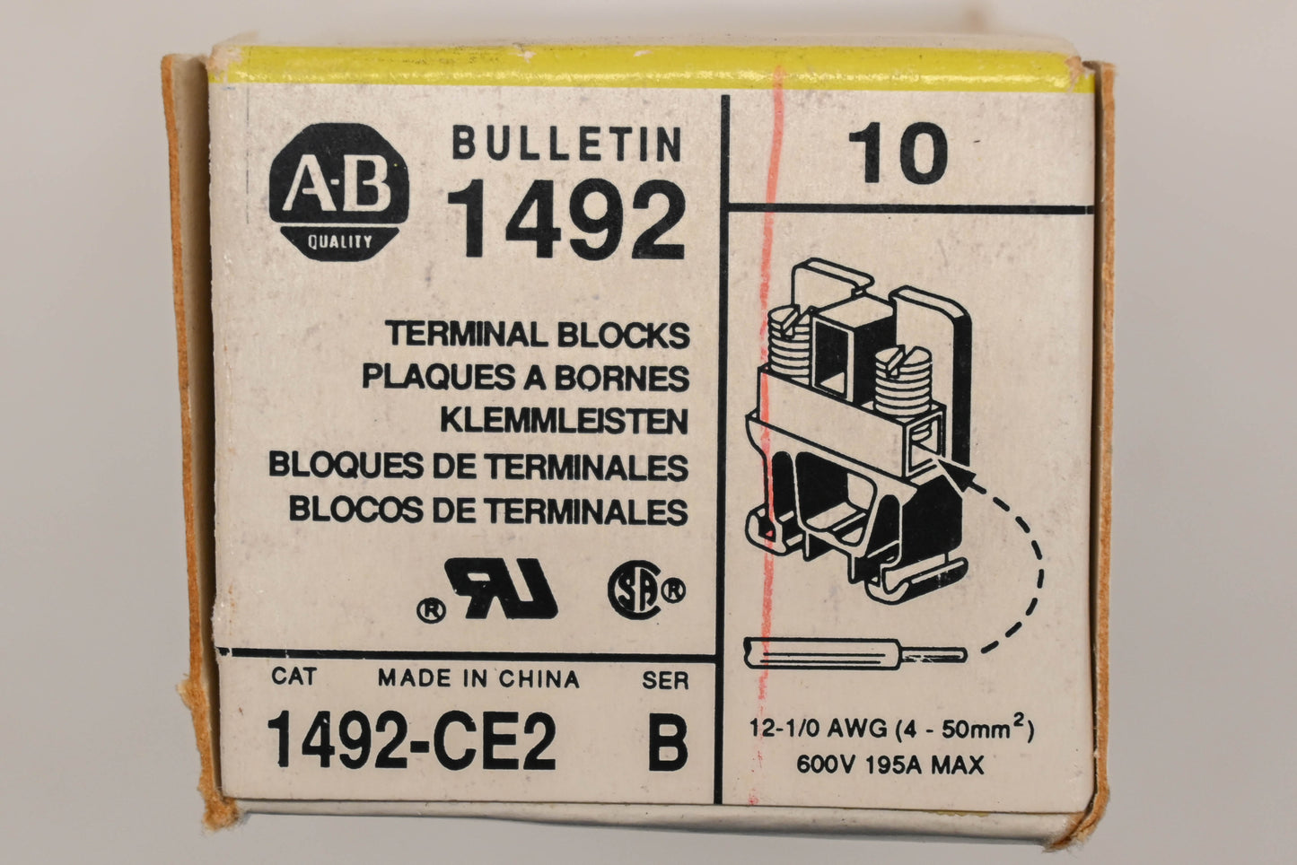 Allen Bradley 1492-CE2 195A-600V Terminal Blocks Qty 10 NOS