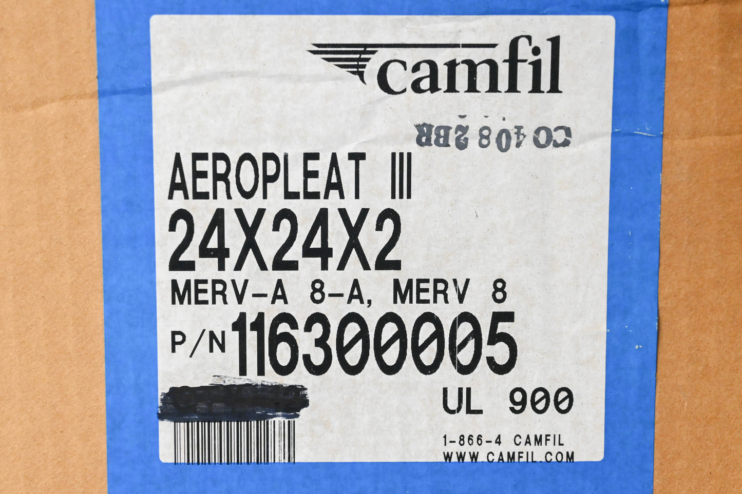 Camfil 116300005 24" x 24" x 2" Air Filters Qty 2 NOS