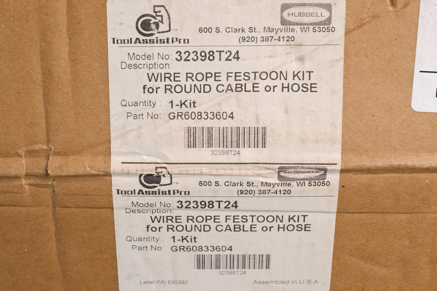 Hubbell GR60833604, 32398T24, FRT-06 Wire Rope Festoon Kit NOS