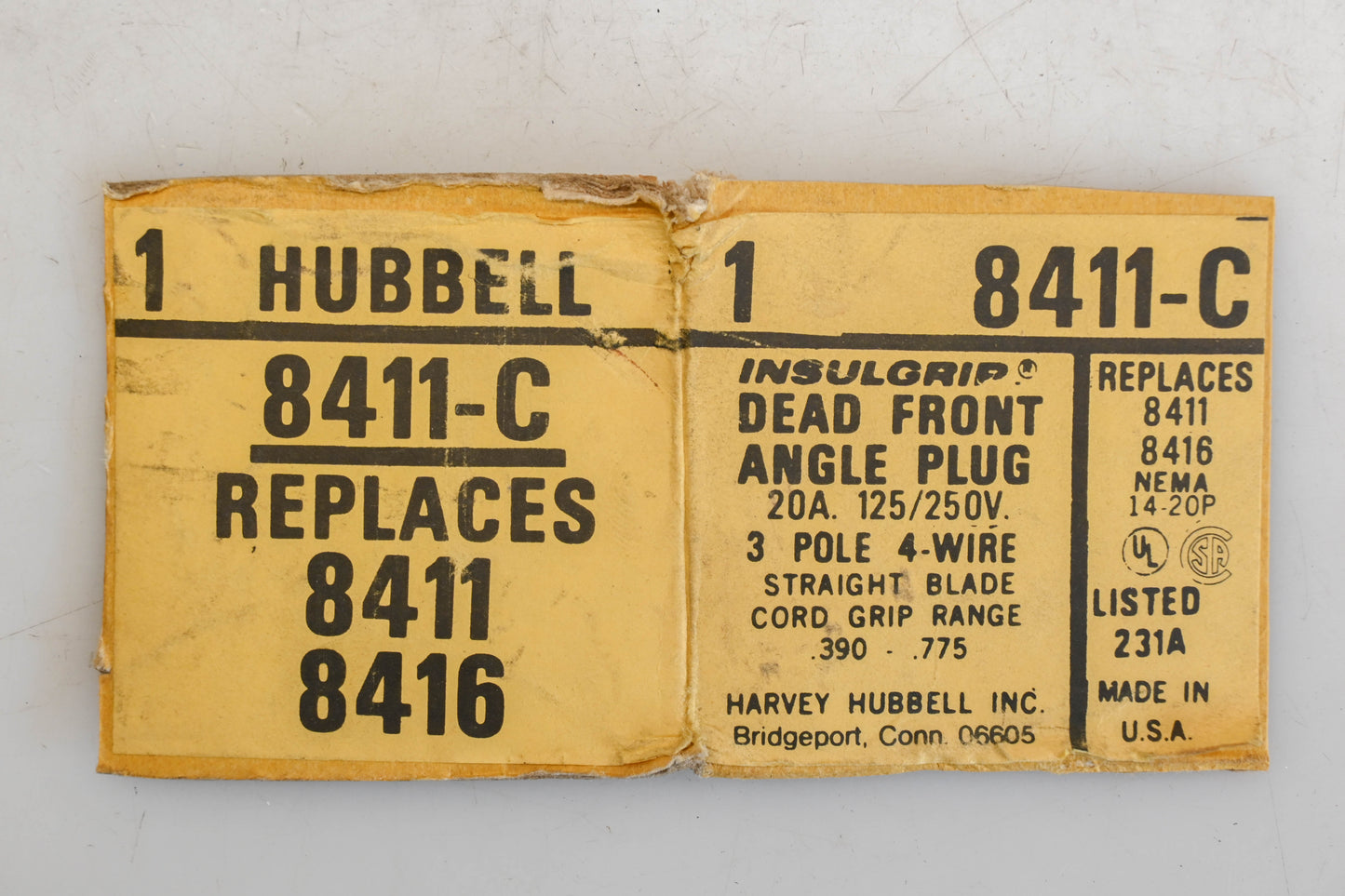 Hubbell 8411-C, 8411, 8416 Straight Blade Plug Kit NOS