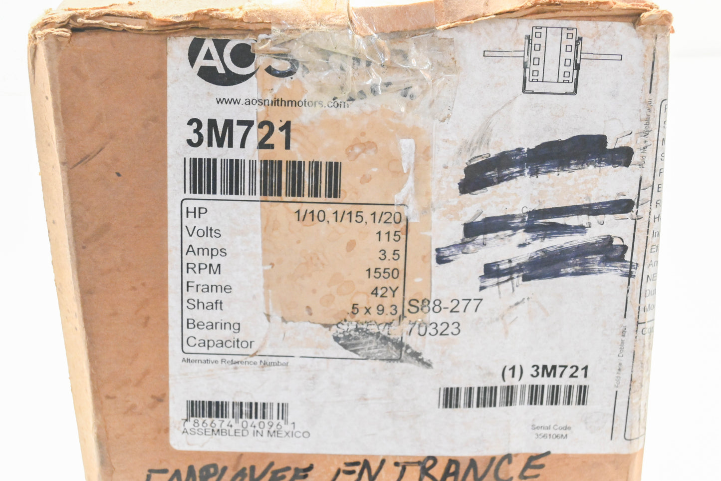 AO Smith 3M721, 322P116 115V 1/10 1/15 1/20 HP Electric Motor NOS