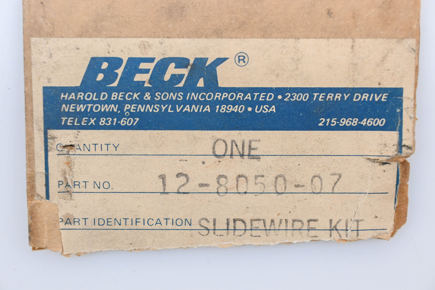 Harold Beck 12-8050-07 Slidewire Kit NOS