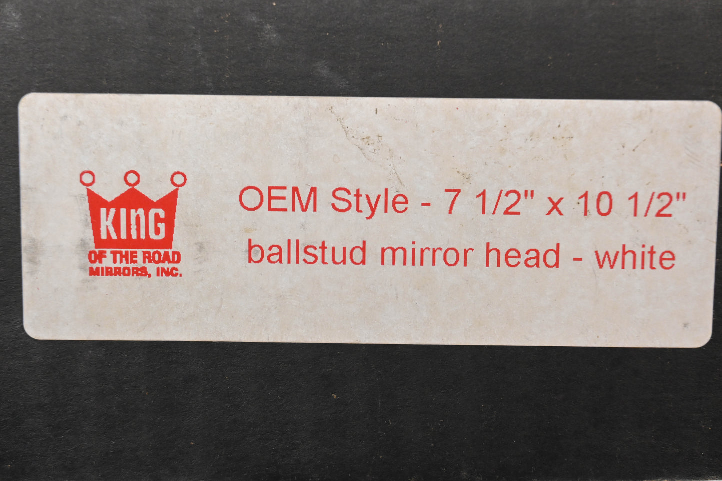 King Off The Road Mirrors RD007-23 7-1/2" x 10-1/2" White Ballstud Mirror NOS
