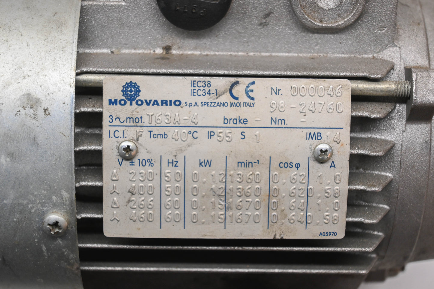 Motovario T63A-4 Electric Motor