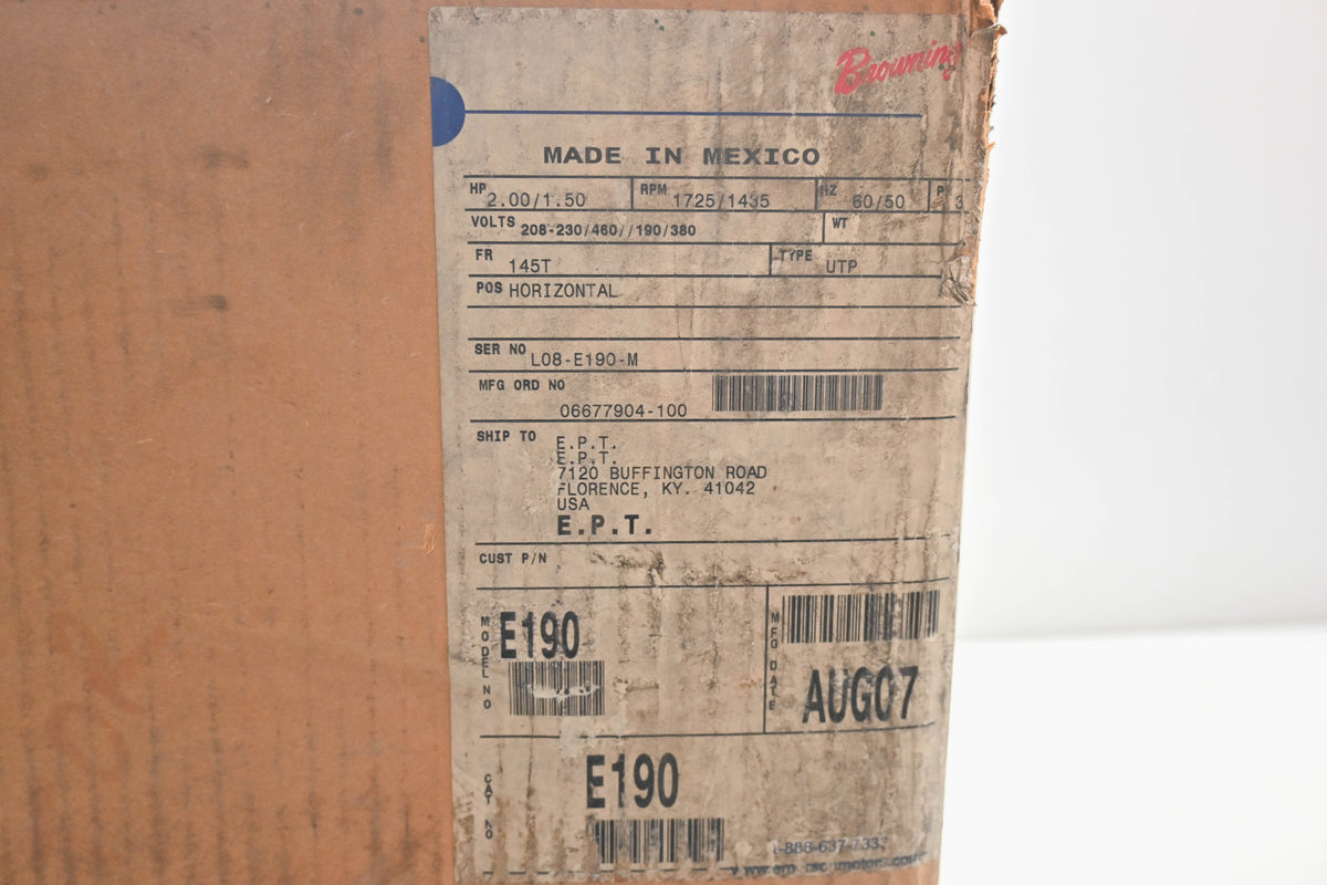 Browning L08-E190-M 2HP 1725RPM Electric Motor Kit NOS