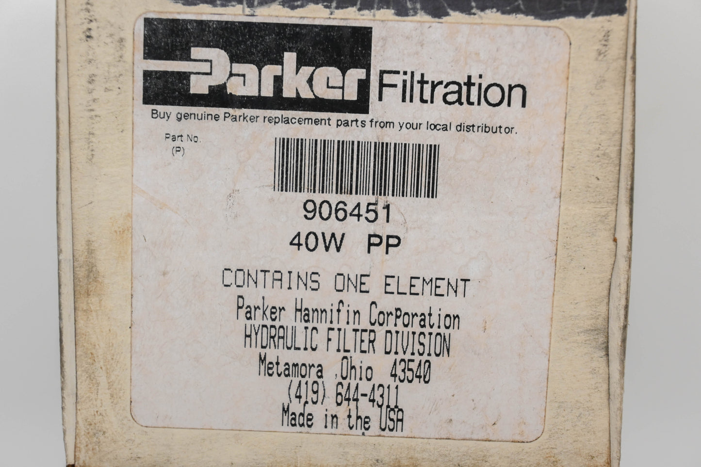 Parker 906451 40 Micron Hydraulic Filter Element Kit NOS