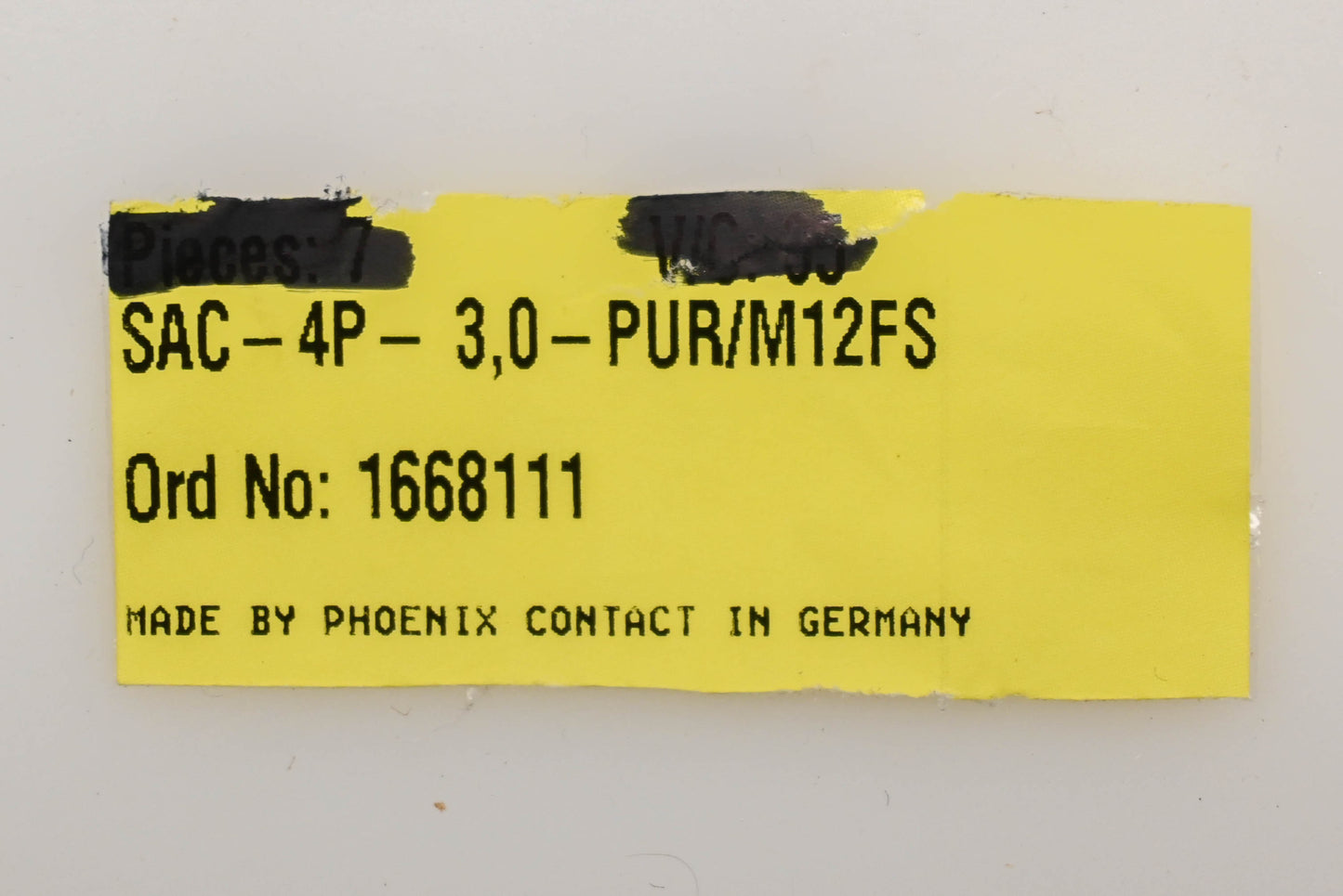 Phoenix Contact 1668111, SAC-4P-3,0-PUR/M12FS Sensor/Actuator Cable NOS