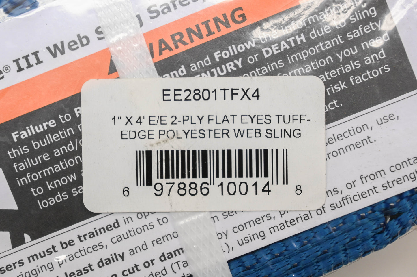 Lift-All EE2801TFX4 4' x 1" Tuff-Edge Web Sling NOS