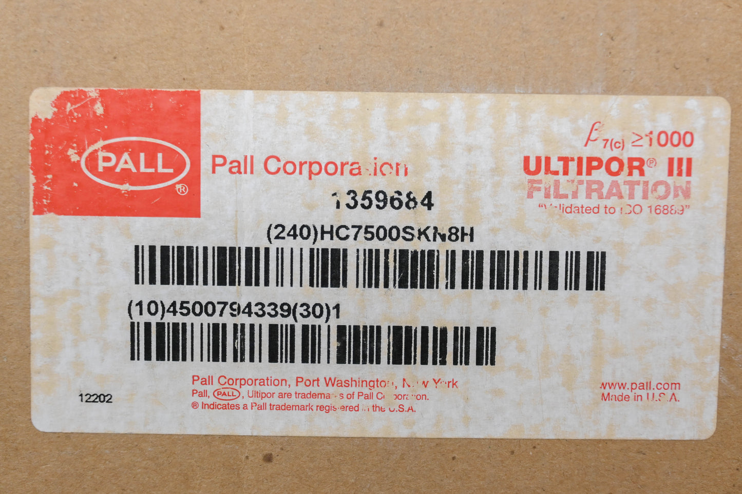Pall HC7500SKN8H, 1359684 Hydraulic Filter NOS