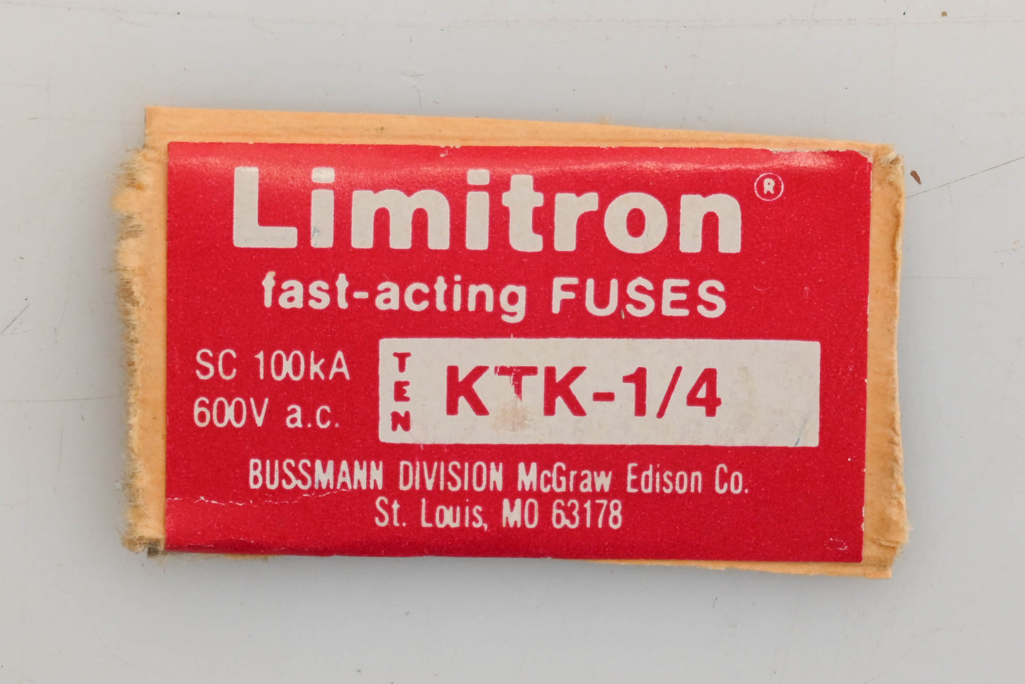 Bussmann KTK 1/4, KTK-1/4 Limitron 0.25A-600V Fuses Qty 3 NOS