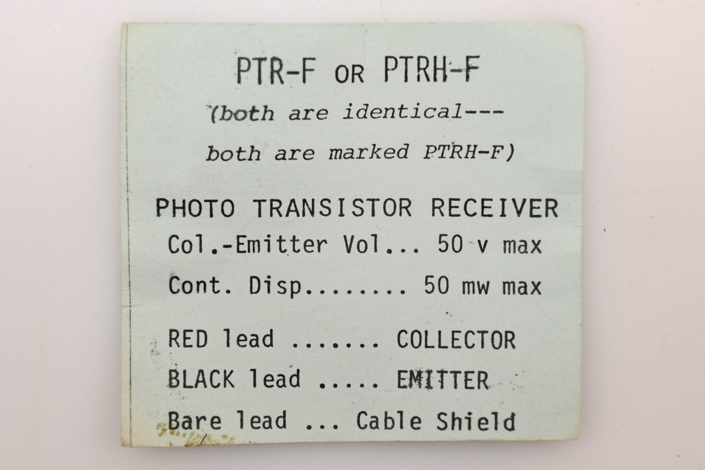 De-Tec-Tronic PTR-F, PTRH-F, PX-1P Photoelectric Sensor NOS