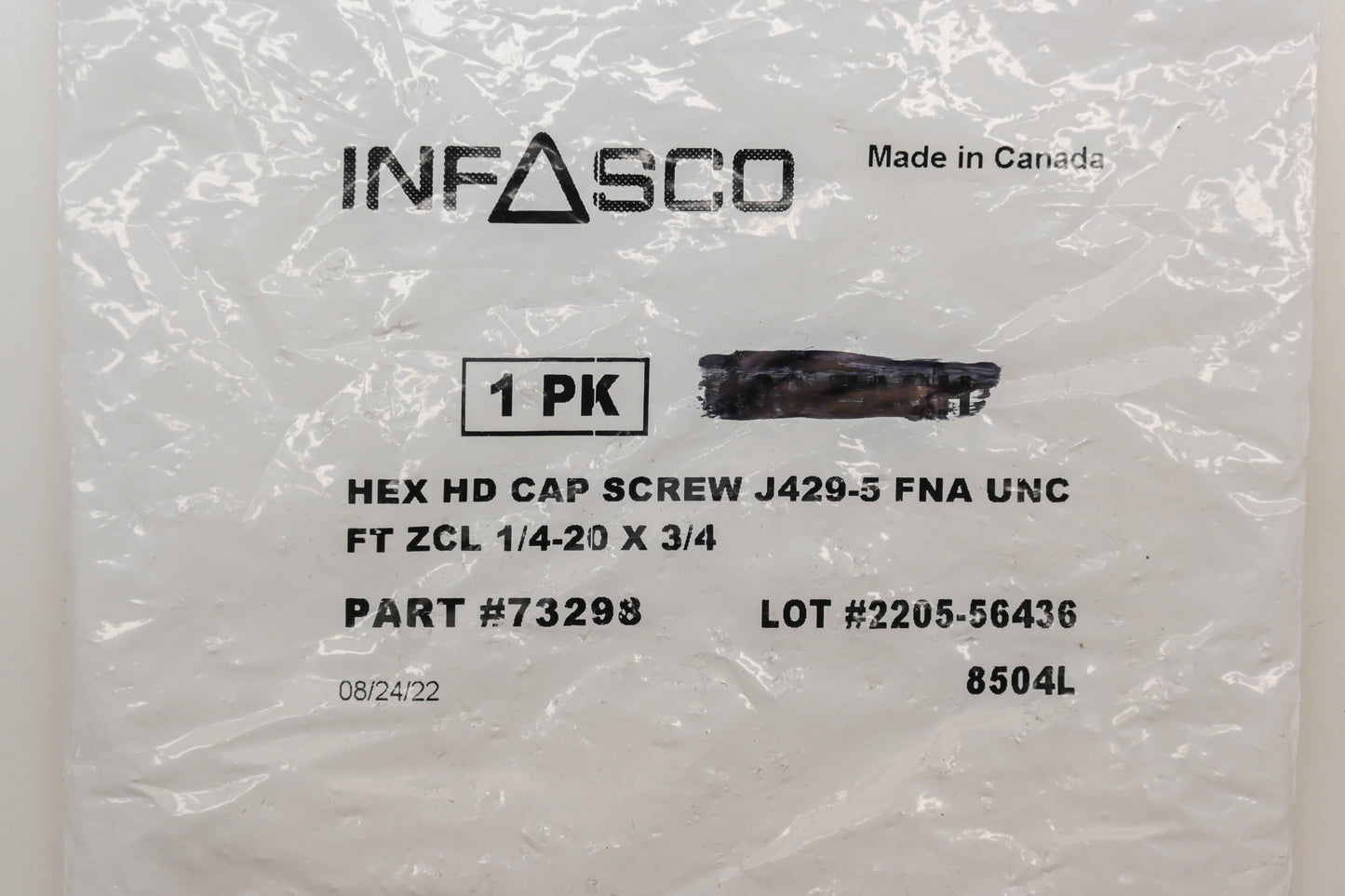 Infasco 73298 1/4"-20 x 3/4" Hex Cap Screws Qty 56 NOS