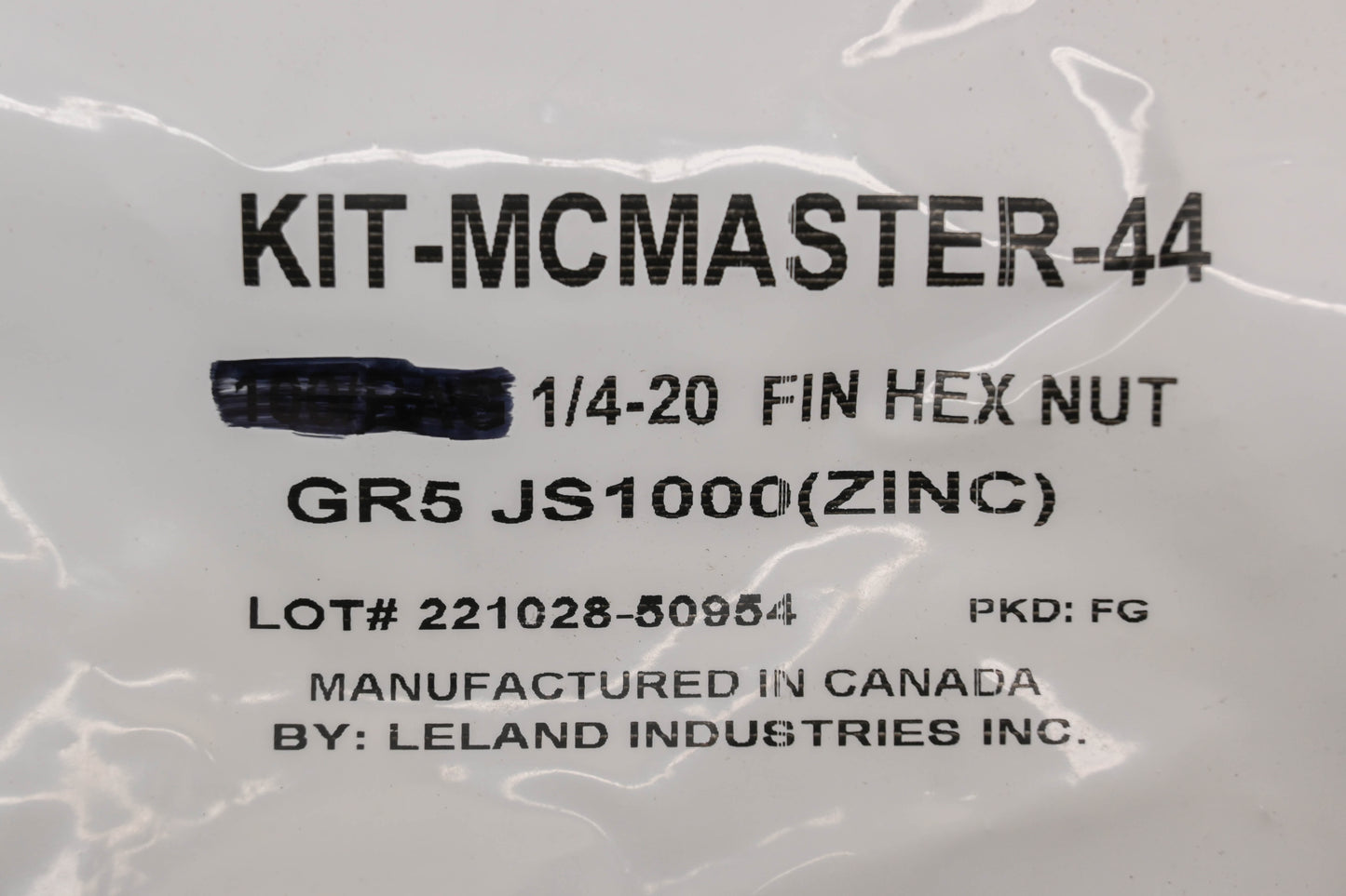 Mcmaster GR5 JS1000, JS1000 1/4"-20 Zinc Hex Nuts Qty 167 NOS