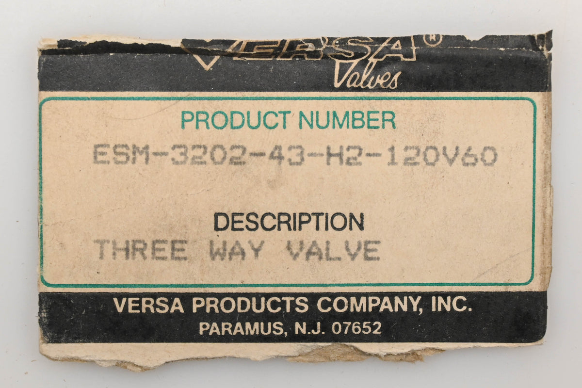 Versa ESM-3202-43-H2-120V60 3 Way Solenoid Valve NOS