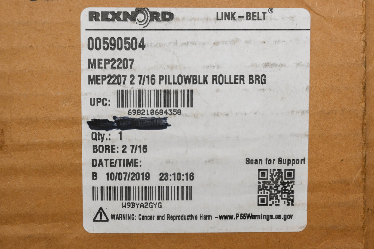 Rexnord MEP2207, 00590504 2-7/16" Pillow Block Roller Bearing NOS