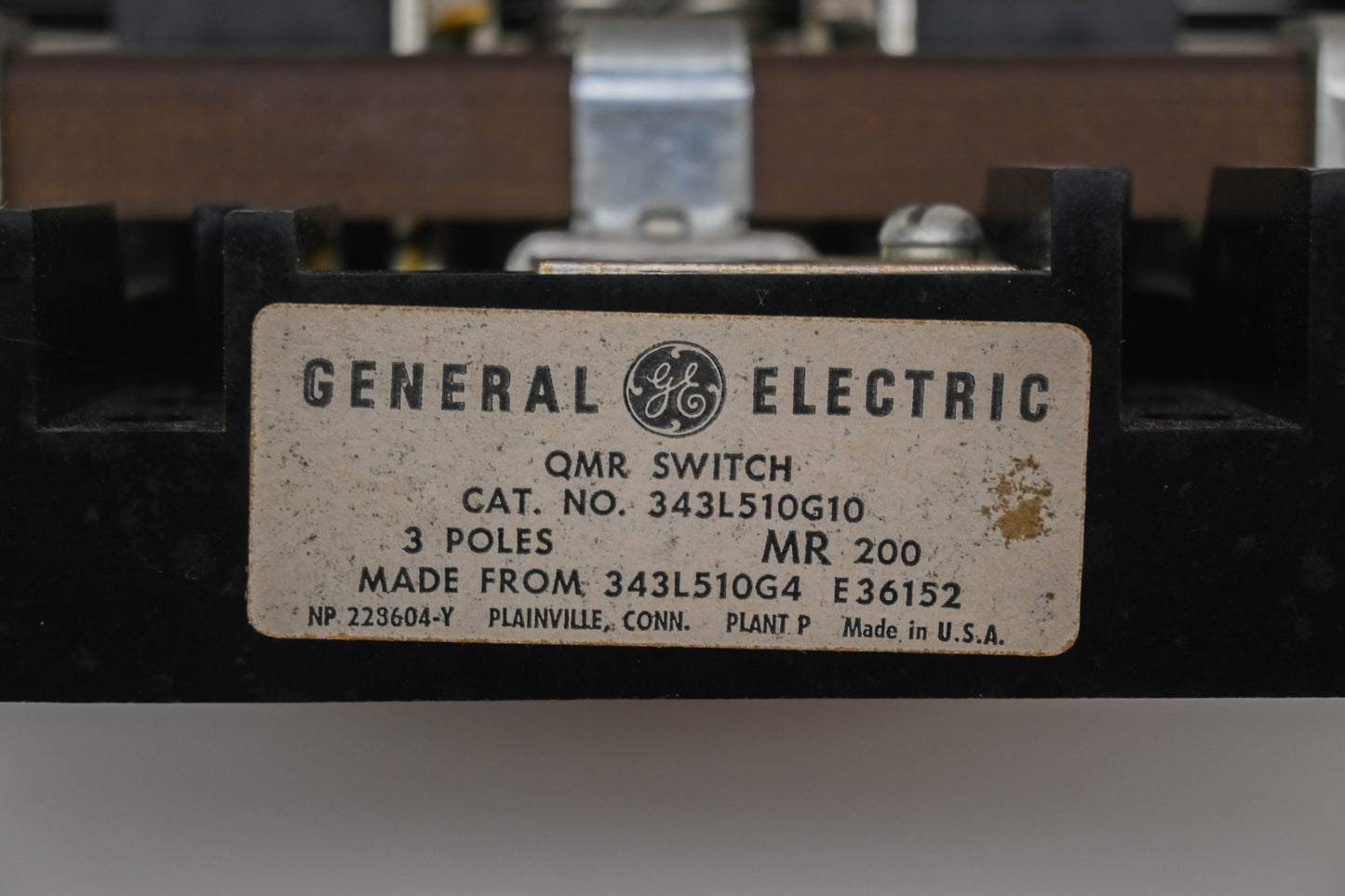 GE 343L510G10 3 Pole QMR Switch NOS