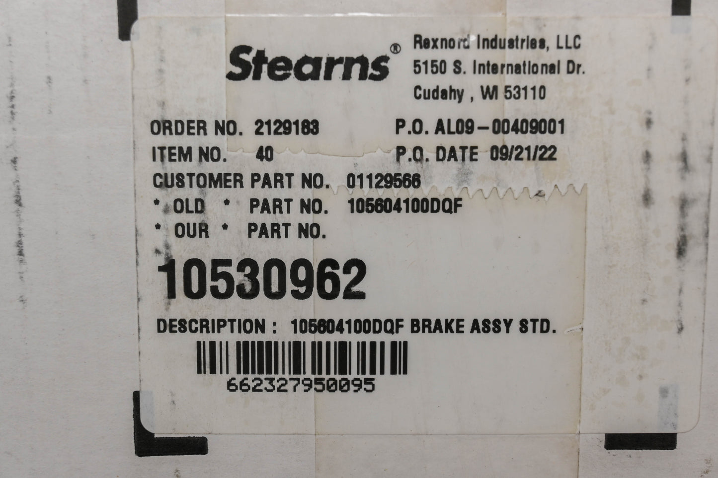 Stearns 1-056-041-00-DQF, 105604100DQF, 10530962 Electric Brake NOS