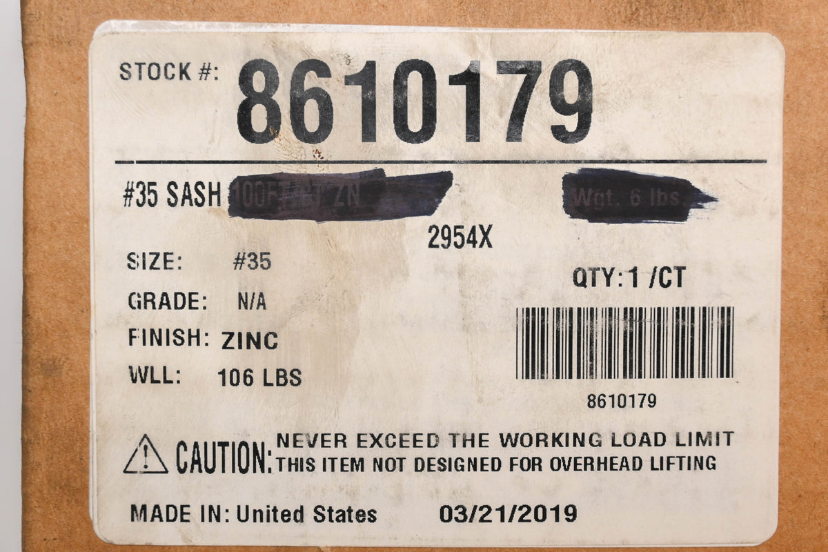 Aftermarket 8610179 50FT #35 Zinc Sash Chain NOS