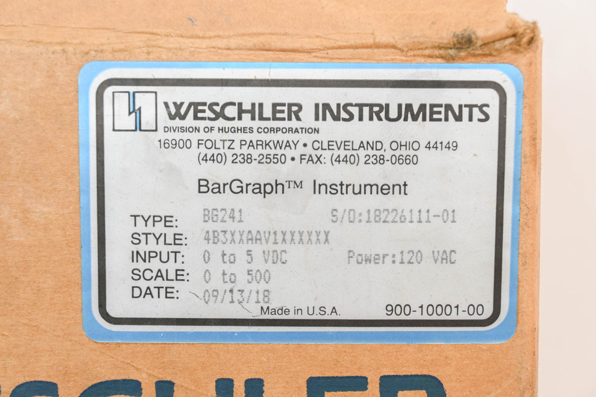 Weschler Instruments B6241 BarGraph Instrument NOS