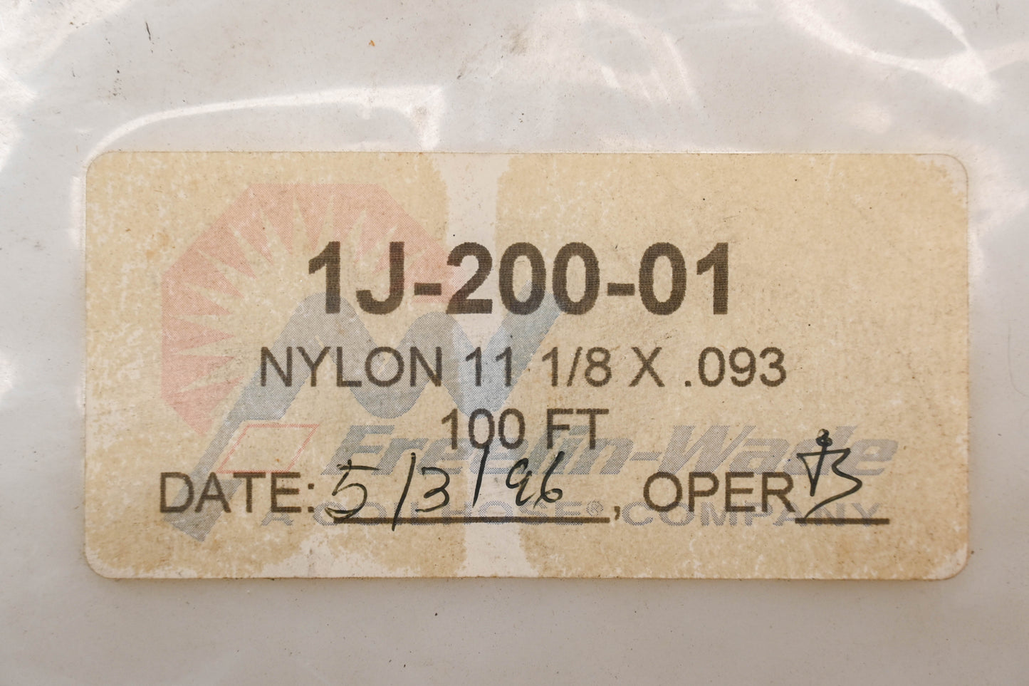 FreelinWade 1J-200-01 1/8" x 0.093" x 100' Black Nylon Pneumatic Hose NOS
