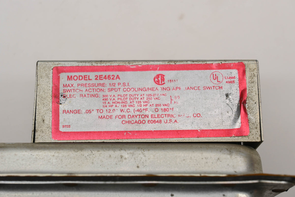 Dayton 2E462A 1/2 PSI Air Pressure Switch