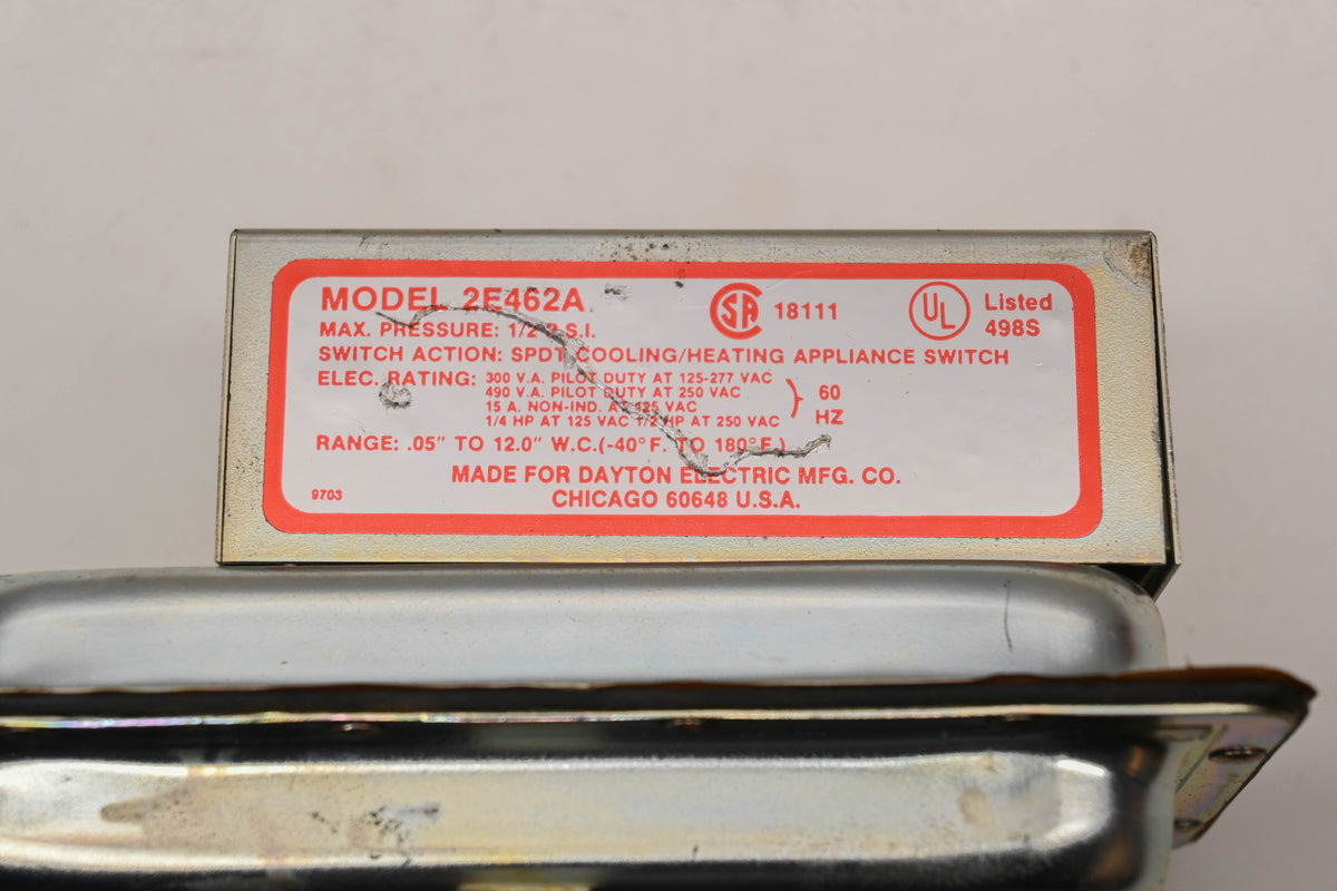 Dayton 2E462A 1/2 PSI Air Pressure Switch NOS