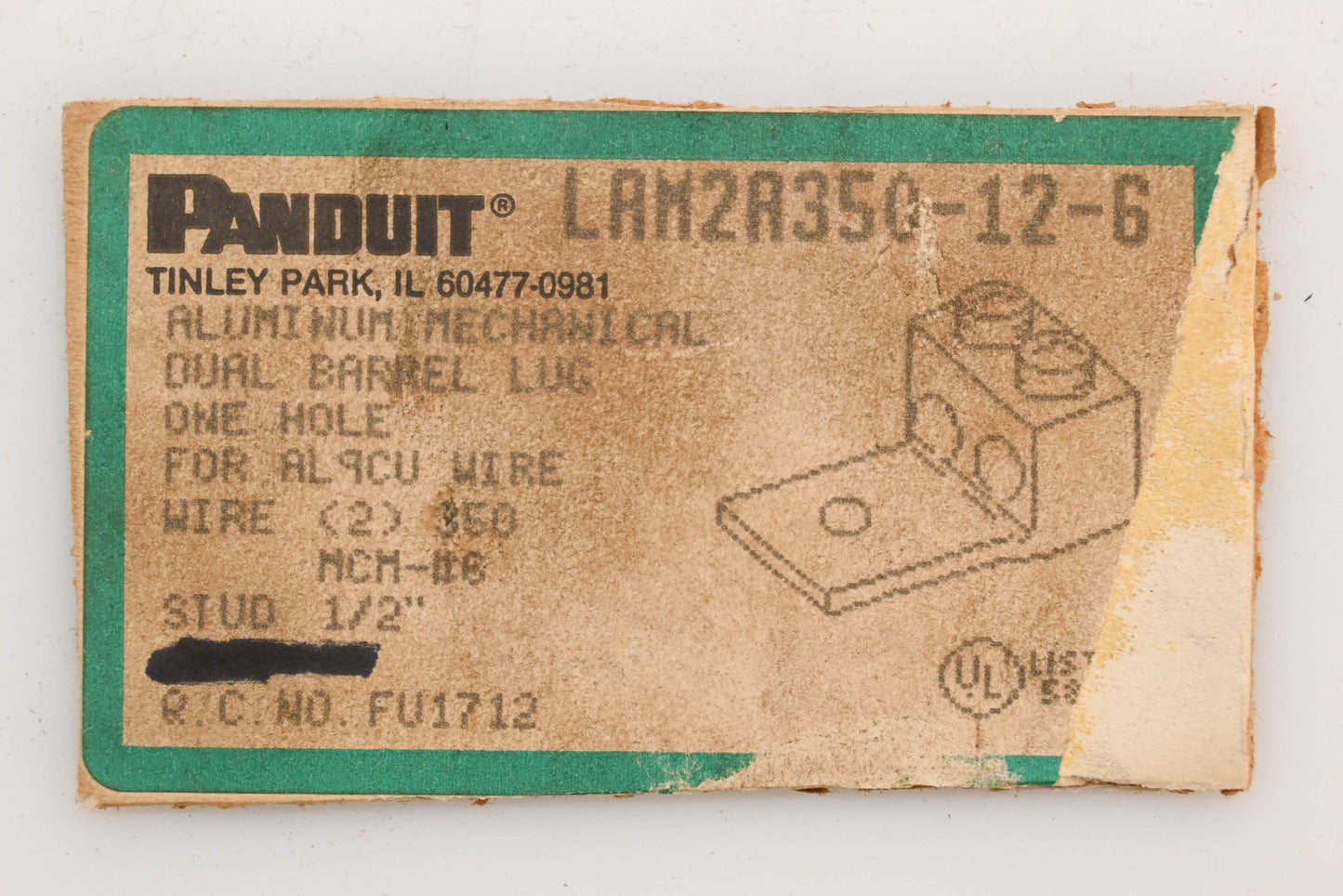 Panduit LAM2A350-12-6 Aluminum Mechanical Dual Barrel Lug NOS