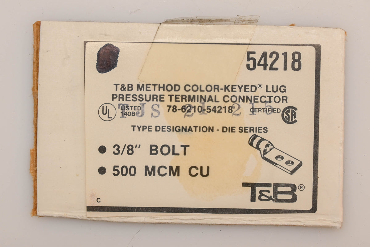 T&B 54218 3/8" 500MCM Brown 2-Hole Copper Lugs Qty 2 NOS